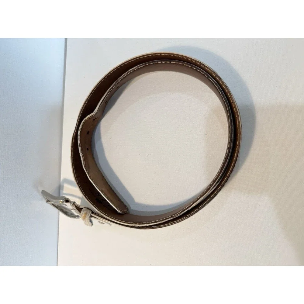 L.E.N Lifestyle White Genuine LIZARD Leather Sz 45 BELT Handcrafted USA Italy